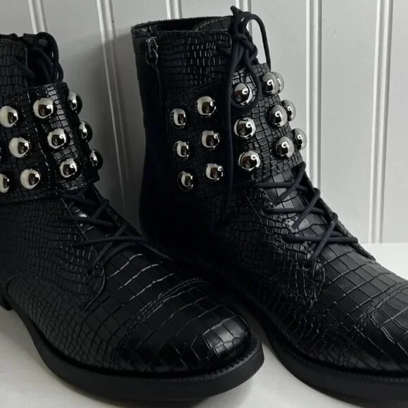 Schutz Womens Marieta Leather Embellished Ankle Boots Size 8.5